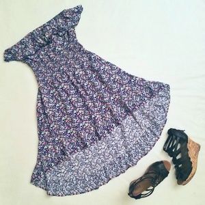 Floral High Low Strapless Dress